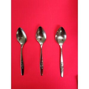 1881 Rogers Oneida Our Rose Stainless Flatware 3Teaspoons 6" Glossy